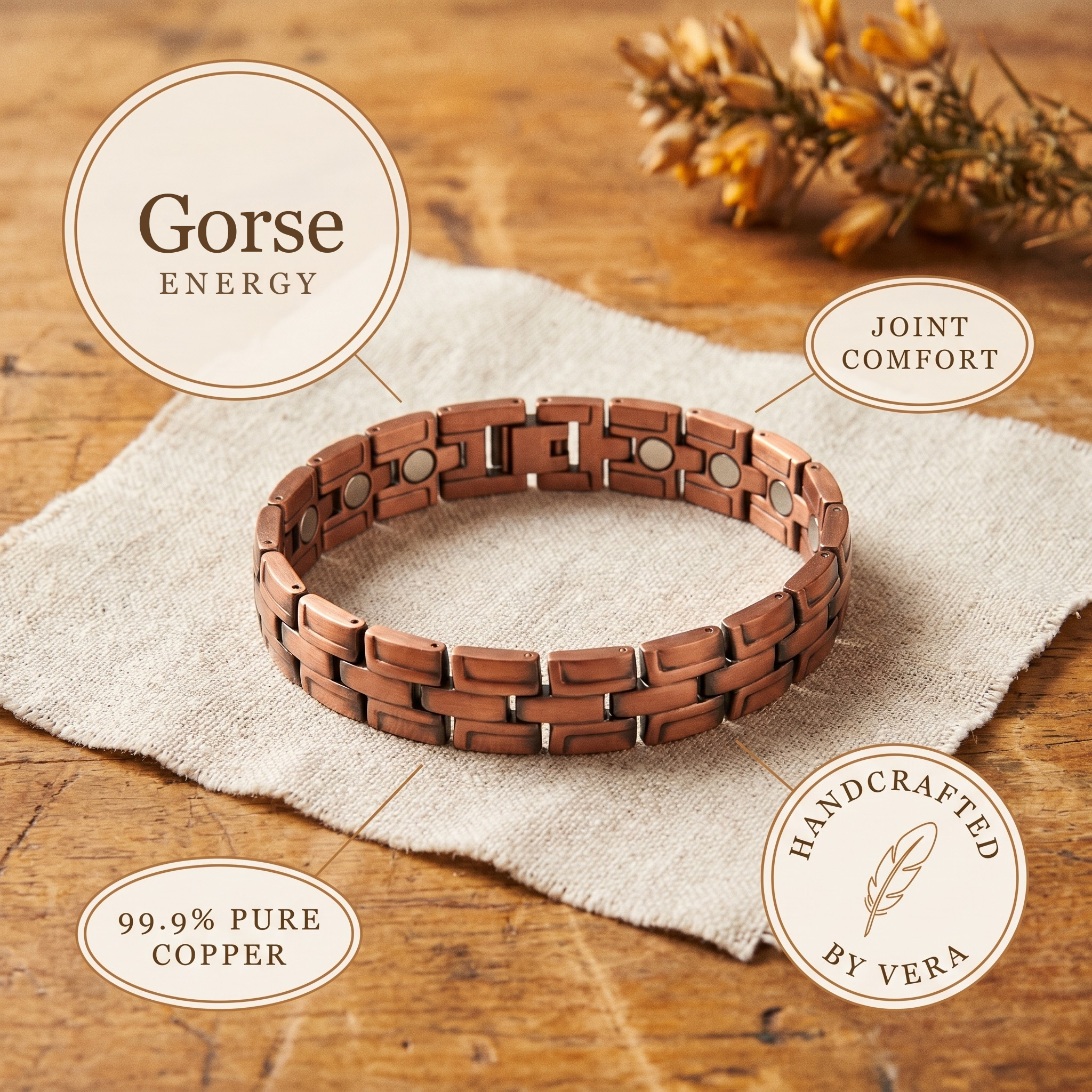 Elsie's Gorse Men's Copper Bracelet