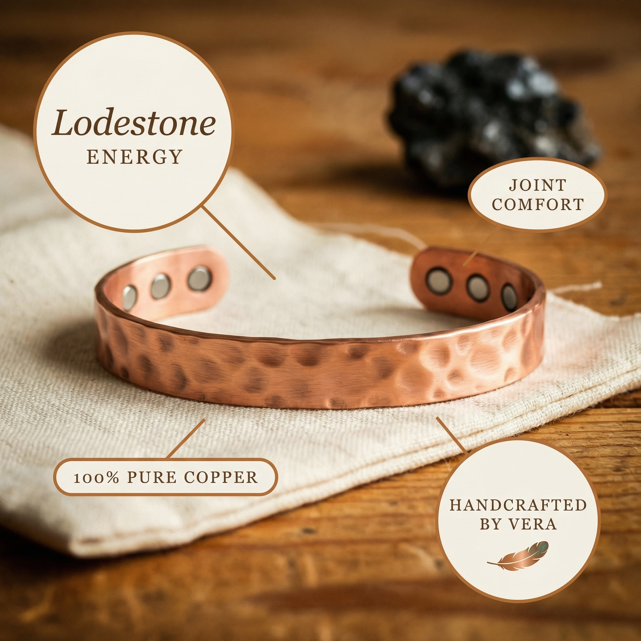Elsie's Lodestone Copper Bracelet