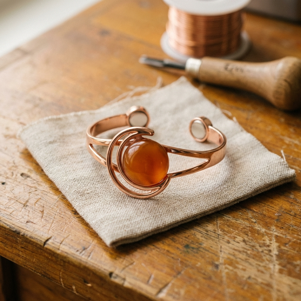 Elsie's Sphere Orange Copper Bracelet